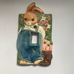 Vintage Takahashi Ceramic Peter Rabbit Bunny Switch Plate Cover - Made In Japan